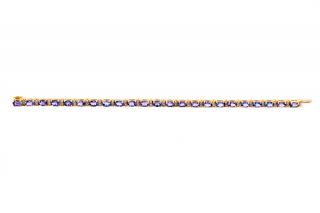 Appraisal: k Yellow Gold Tanzanite Diamond Bracelet A k yellow gold