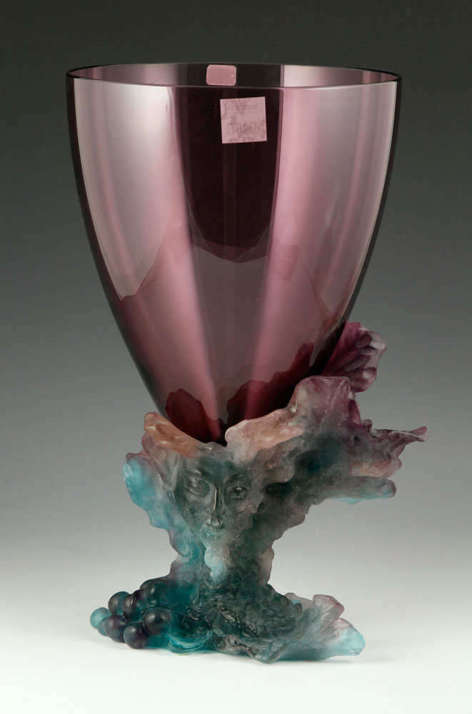 Appraisal: - Daum Pate de Verre Bacchus Vase Daum Bacchus purple