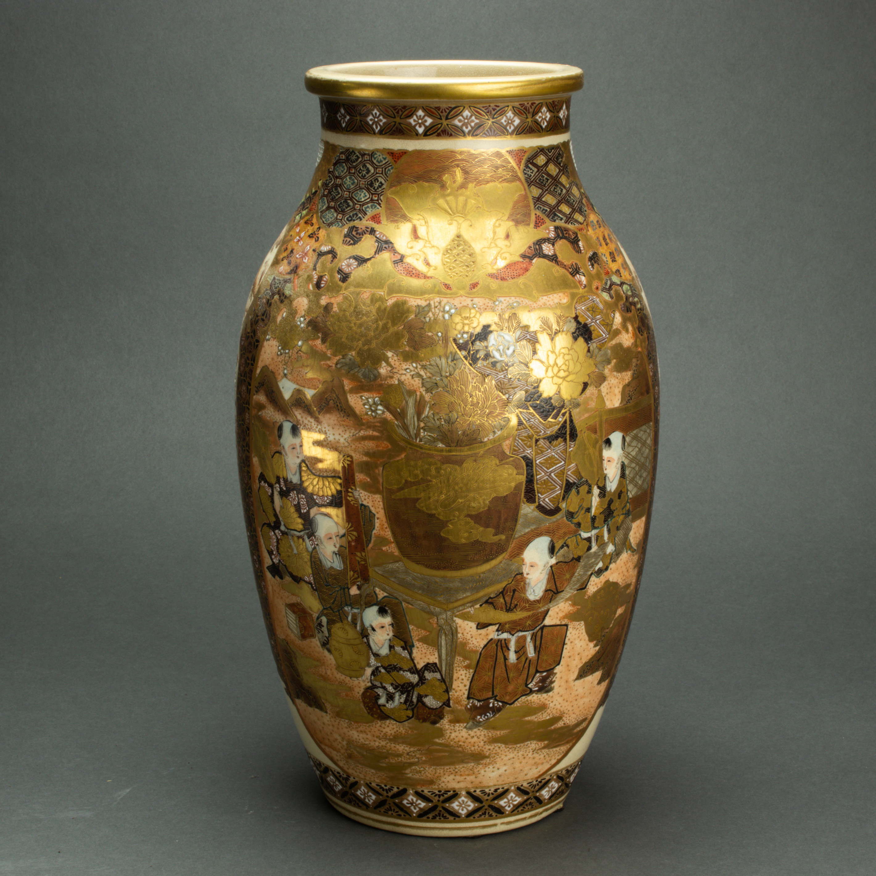 Appraisal: JAPANESE SATSUMA VASE Japanese Satsuma vase h