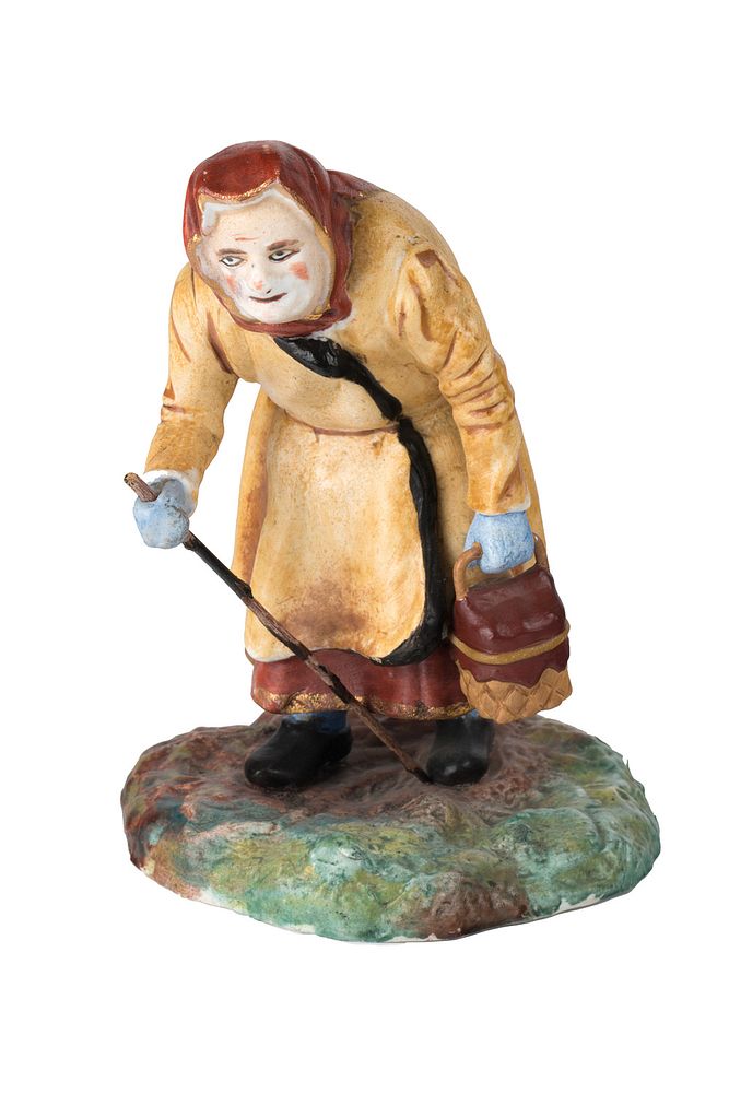 Appraisal: A RUSSIAN PORCELAIN FIGURE OF AN OLD HUNCHED-OVER PEASANT WOMAN