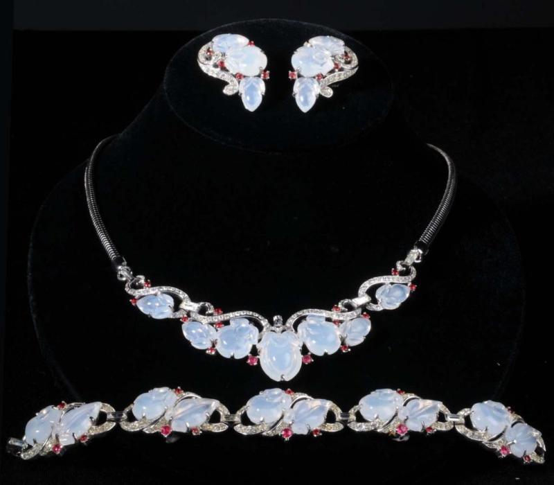 Appraisal: Trifari Parure Set Description Fruit salad Opaline necklace bracelet and