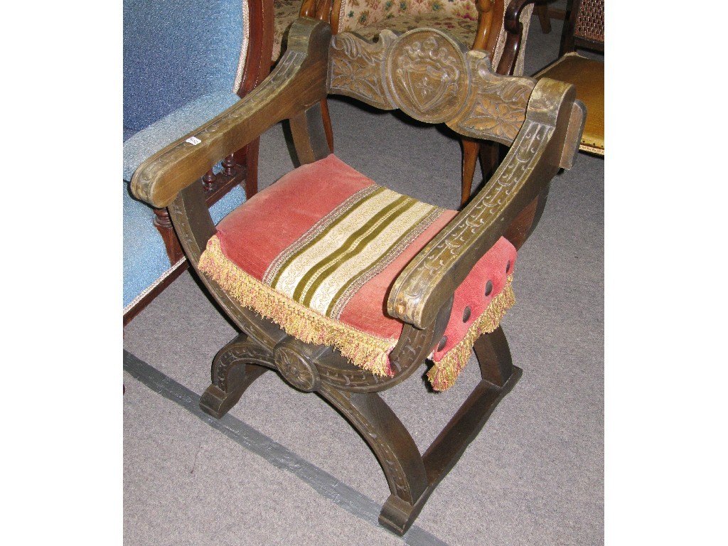 Appraisal: X-Frame hall chair