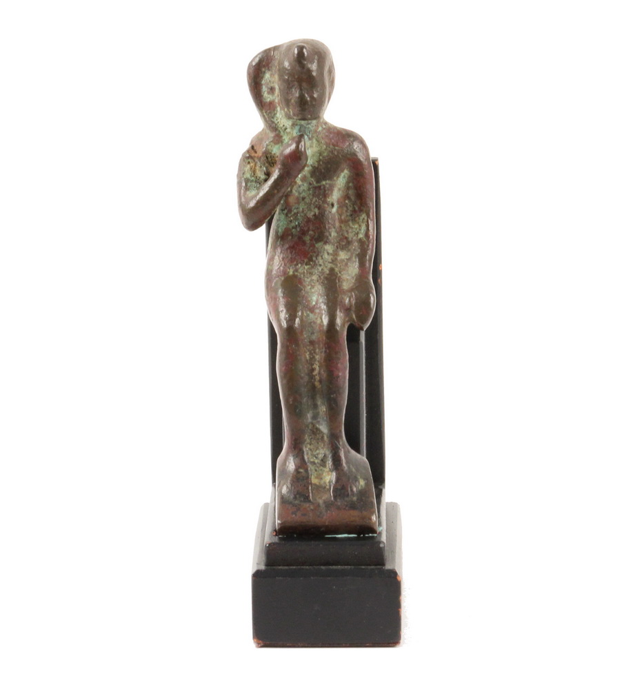 Appraisal: ANCIENT EGYPTIAN BRONZE Egyptian Bronze Figure of a Seated Nude