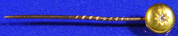 Appraisal: Boxed gold and diamond stick pin