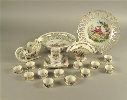 Appraisal: Assorted Dresden style Continental porcelain table articles Comprising of plates