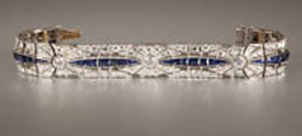 Appraisal: An Art Deco diamond and sapphire bracelet C D Peacock