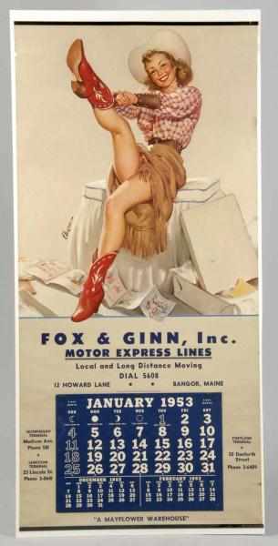 Appraisal: Elvgren Pinup Calendar from Bangor ME Description Western-theme and titled