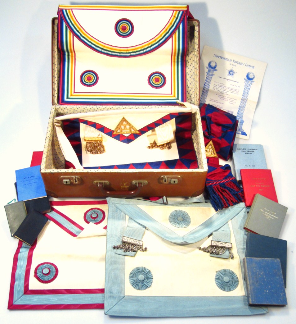 Appraisal: Various Masonic Regalia to include apron sash ephemera etc containing