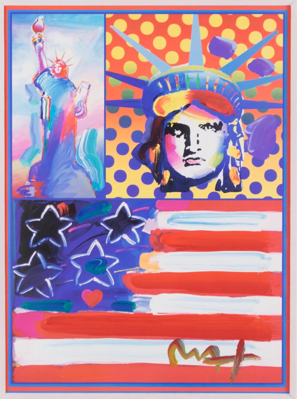 Appraisal: PETER MAX New York Germany born hand-embellished offset lithograph God