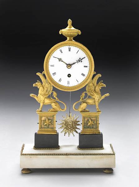 Appraisal: An Austrian Neoclassical gilt bronze mantel timepiece early th century