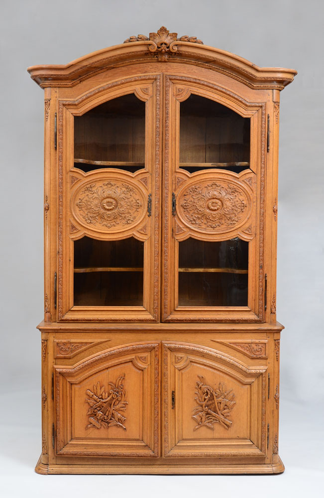 Appraisal: LOUIS XIV STYLE PROVINCIAL CARVED OAK BUFFET DEUX CORPS In