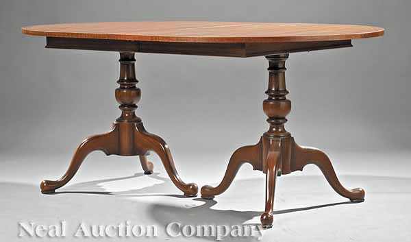 Appraisal: An Inlaid Georgian-Style Mahogany Two Pedestal Extension Dining Table th