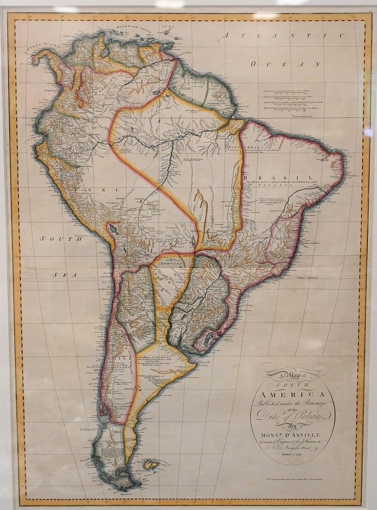 Appraisal: D'anville Map of South America circa etching on paper with