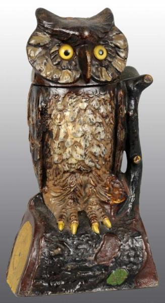 Appraisal: Cast Iron Owl Turns Head Mechanical Bank Description Manufactured by