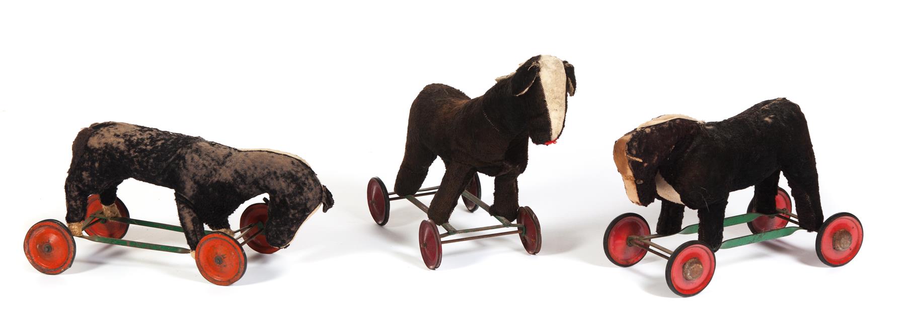 Appraisal: THREE HORSE PULL TOYS American st quarter- th century Black