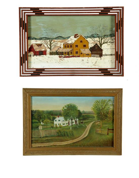 Appraisal: TWO PAINTINGS OF HOUSES AMERICAN SCHOOL ST HALF- TH CENTURY