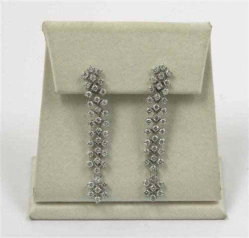 Appraisal: BRILLIANT-CUT DIAMOND PENDANT EARRINGS White gold Attractive long pendant earrings