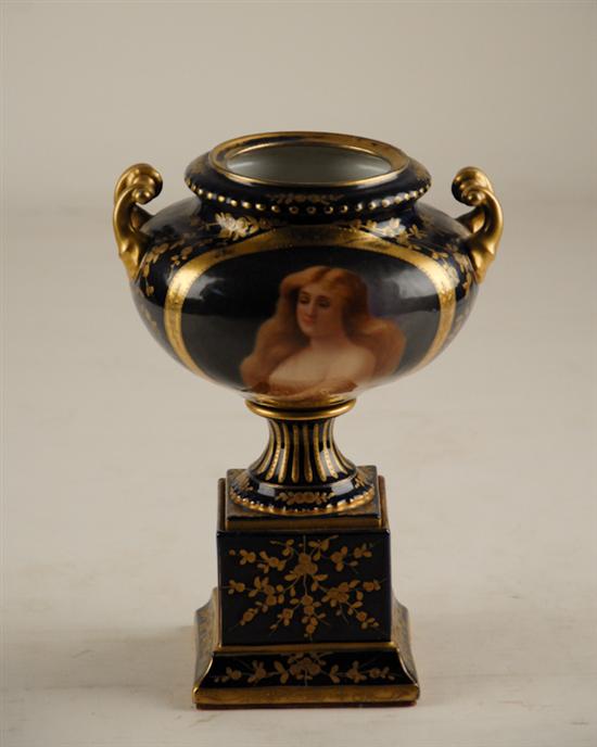 Appraisal: A French Porcelain Urn perhaps Sevres cobalt blue ovoid pot