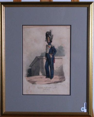 Appraisal: Pair of vintage lithographs depicting European military figures one entitled