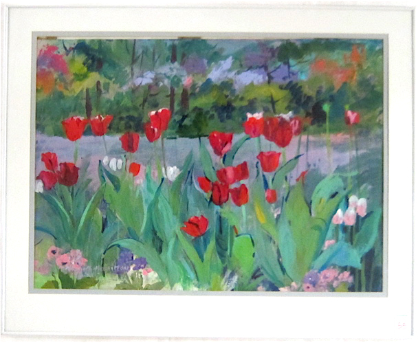 Appraisal: SATSUKO HAMILTON TEMPERA ON PAPER Japan Oregon th century Tulip