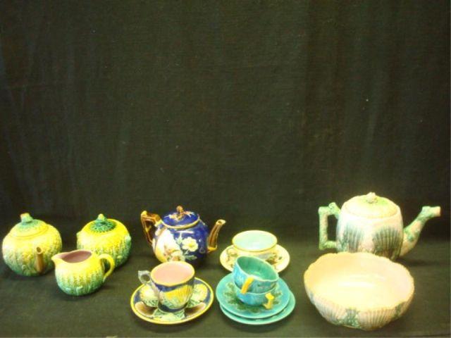 Appraisal: Lot of Assorted Majolica tea pot has broken spout From