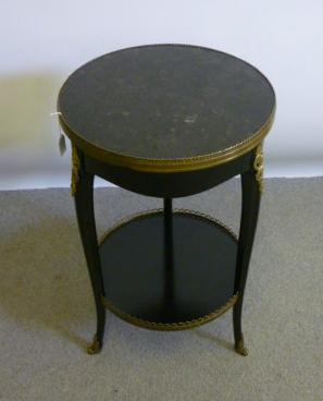 Appraisal: A FRENCH EBONISED LAMP TABLE late th century of circular