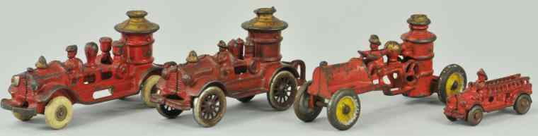 Appraisal: LOT OF FOUR SMALL FIRE TRUCKS A C Williams all