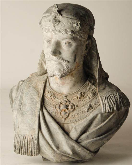 Appraisal: Continental Metal Bust of Regal Figure H