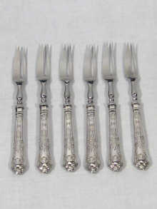 Appraisal: A set of six oyster forks with King's pattern silver