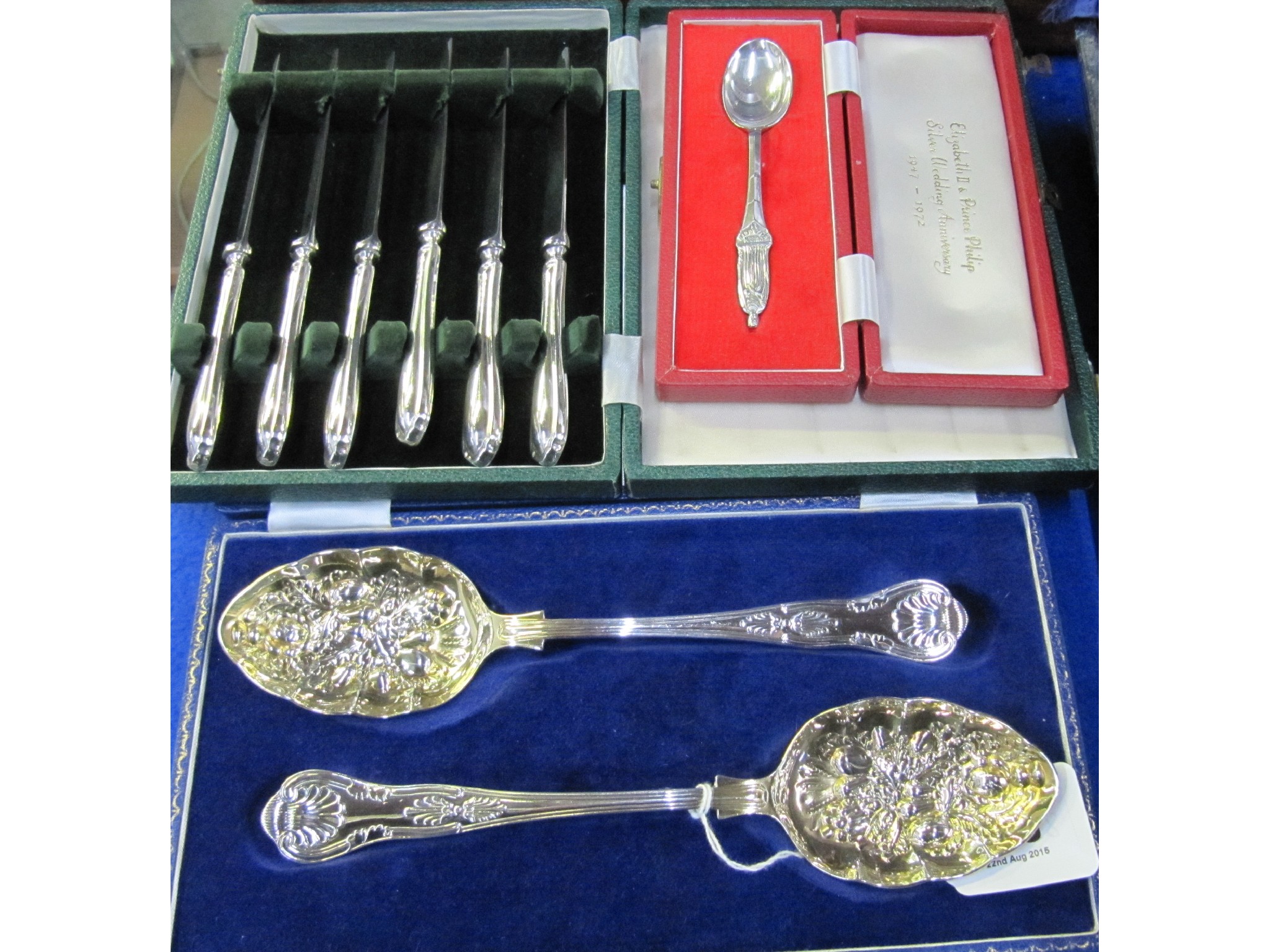 Appraisal: A lot comprising a cased pair of berry spoons a