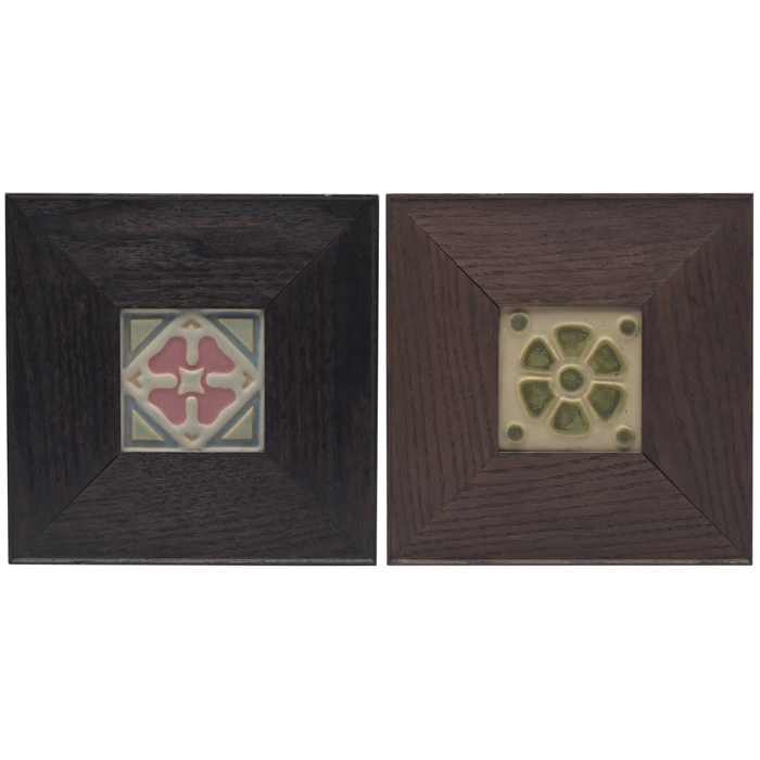 Appraisal: Rookwood Faience tiles two stylized designs in colorful matte glazes