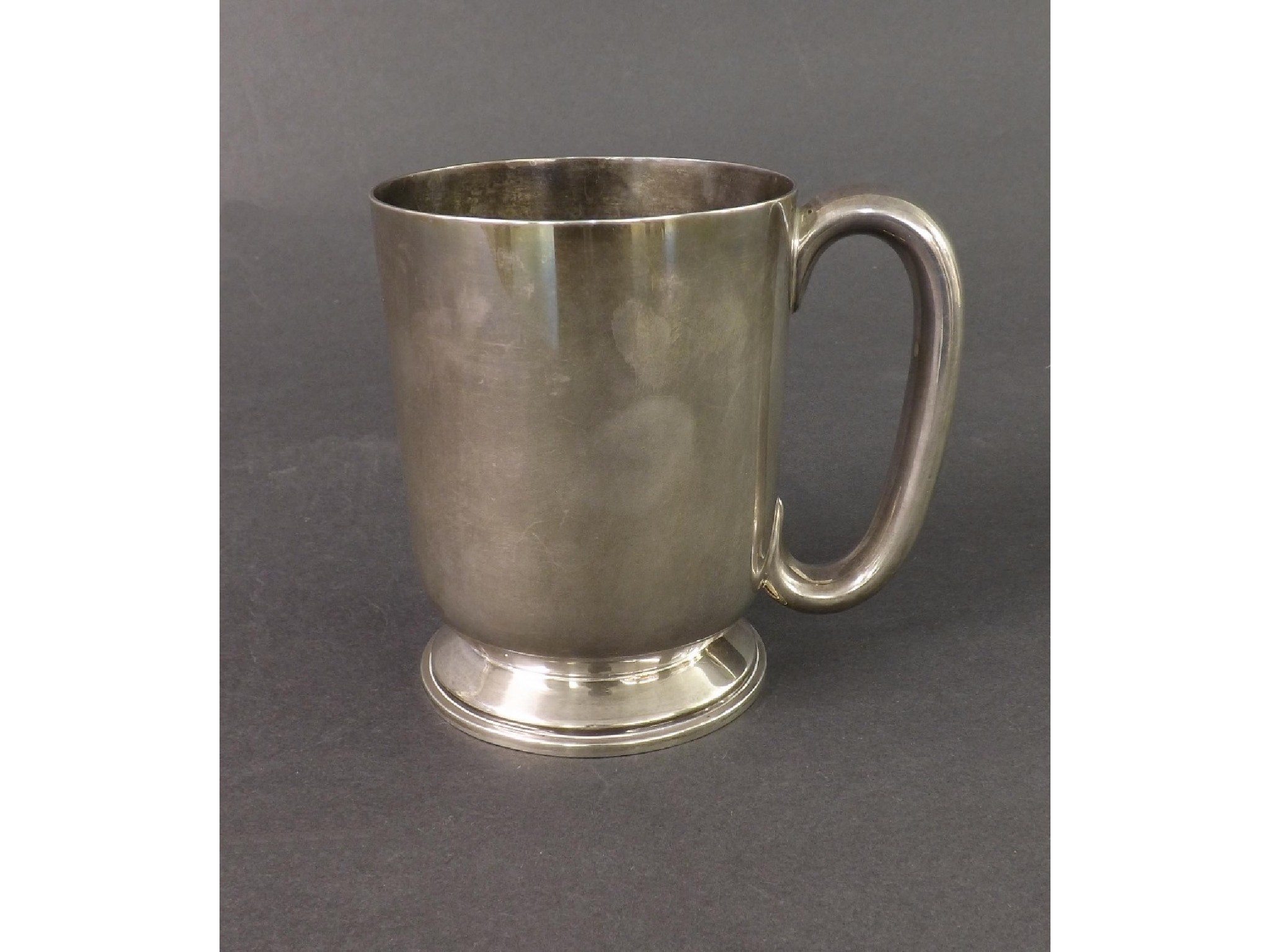 Appraisal: Elkington Co silver cylindrical tankard Birmingham numbered oz high