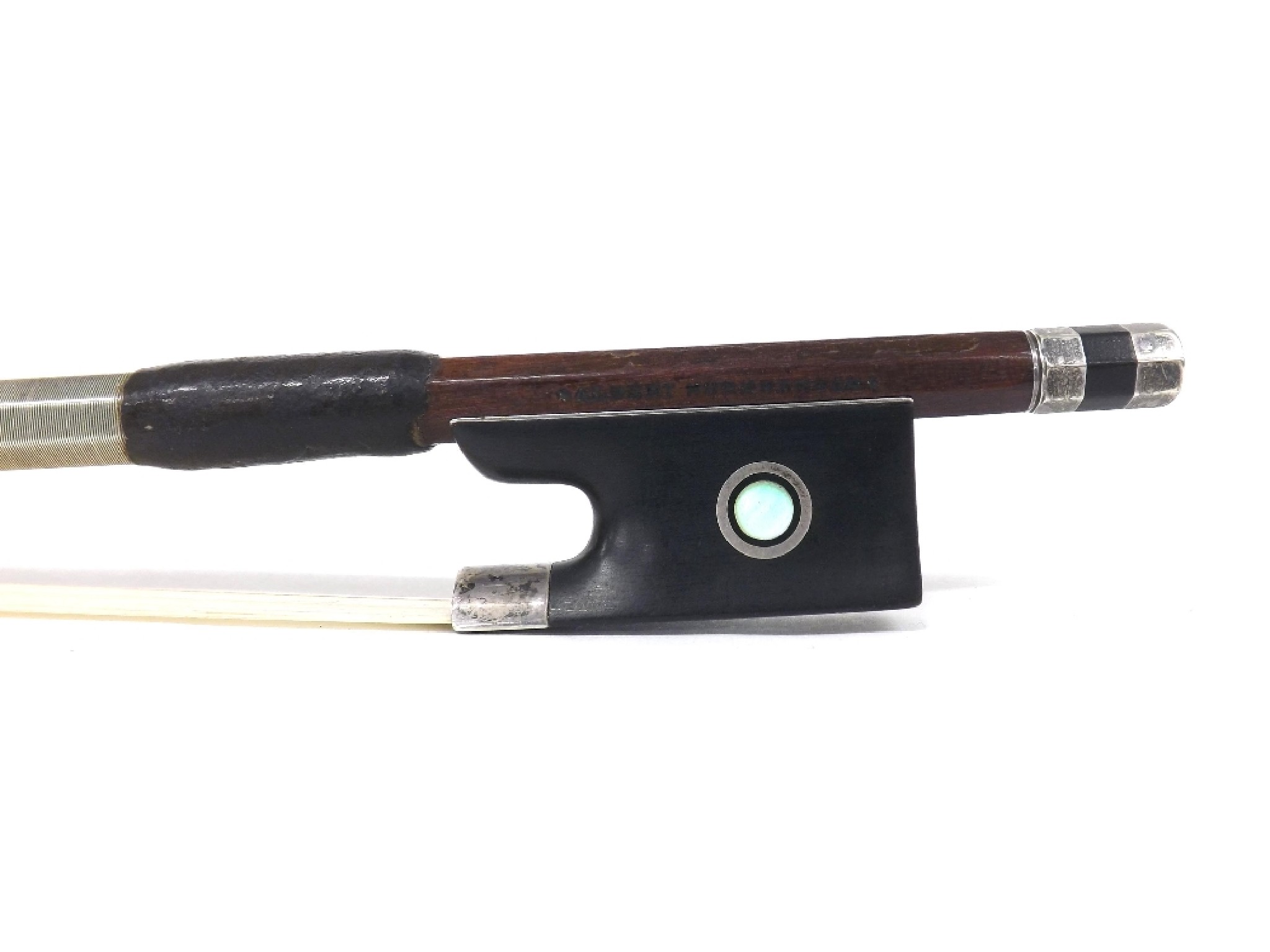 Appraisal: Good German silver mounted violin bow by and stamped Albert