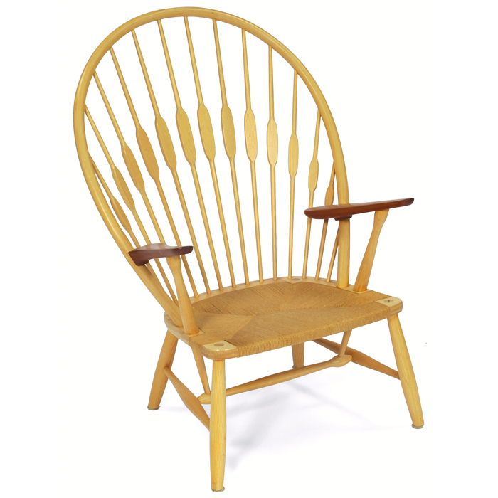 Appraisal: Hans Wegner Peacock chair by PP Mobler ash frame with