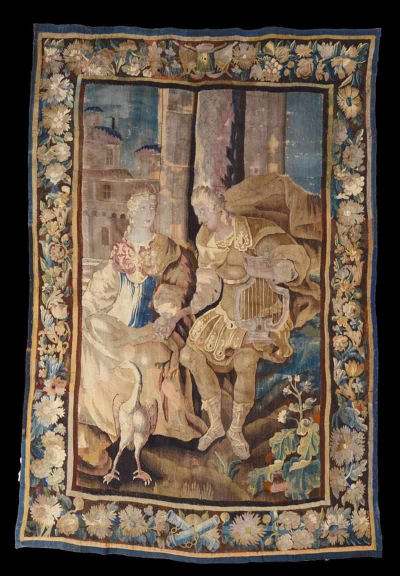 Appraisal: FLEMISH MYTHOLOGICAL TAPESTRY Worked with Apollo holding lyre and the