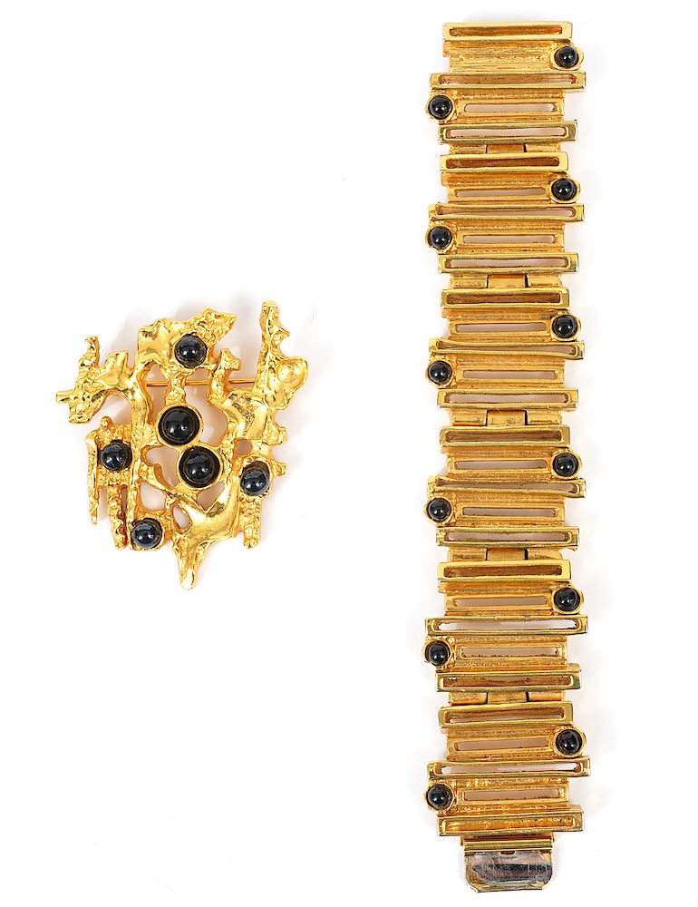 Appraisal: Robert Larin Gold Tone Bracelet Pin Robert Larin gold tone