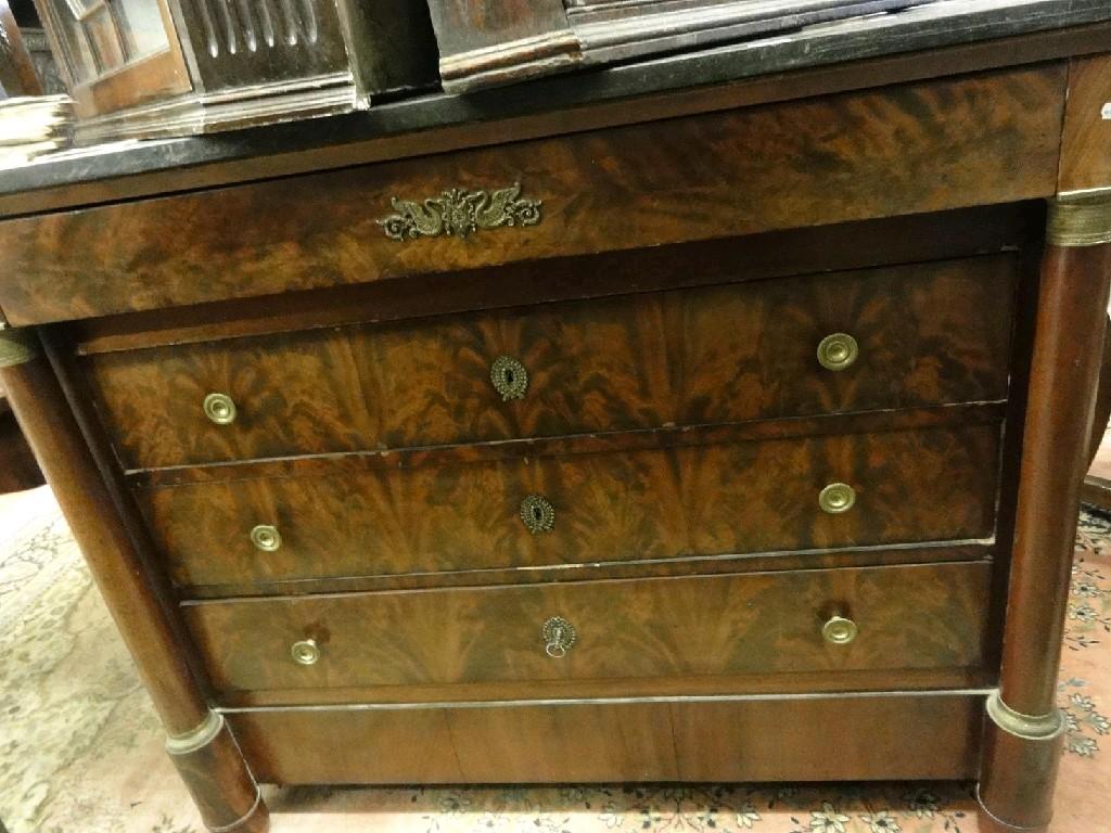 Appraisal: A th century empire style commode chest with black marble