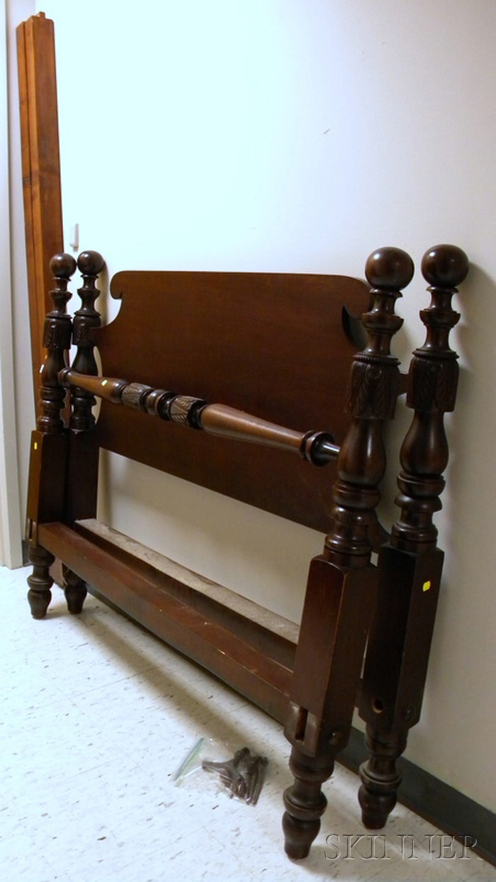 Appraisal: Classical-style Ball-top Carved Mahogany Bed with rails wd in