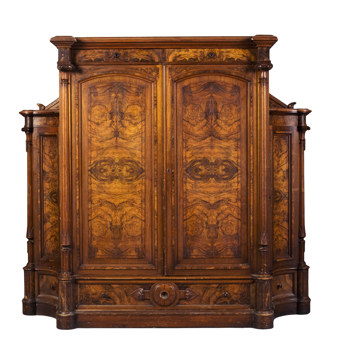 Appraisal: AMERICAN RENAISSANCE REVIVAL WALNUT AND WALNUT VENEER GENTLEMAN'S WARDROBE OF