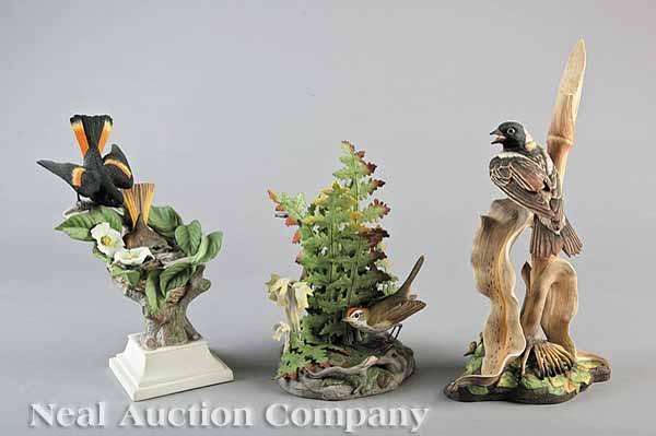 Appraisal: Three Boehm Porcelain Figures comprising an Ovenbird figure no -