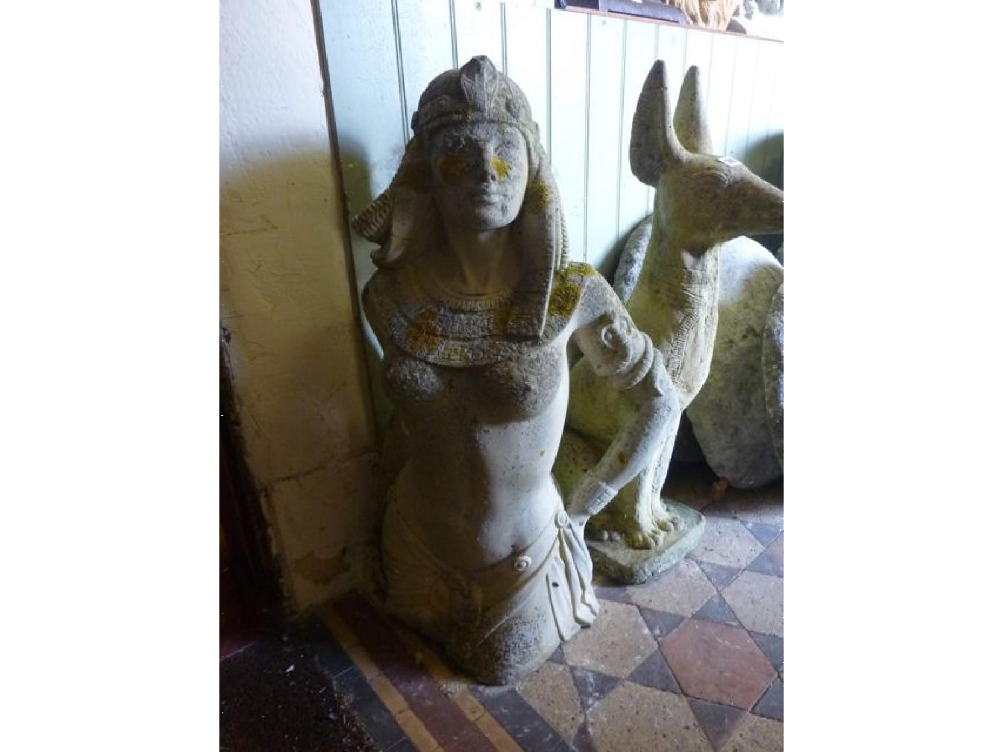 Appraisal: A weathered composition stone garden figure 'Cleopatra'