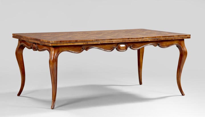 Appraisal: Provincial Louis XV-Style Mixed Woods and Parquetry Dining Table first