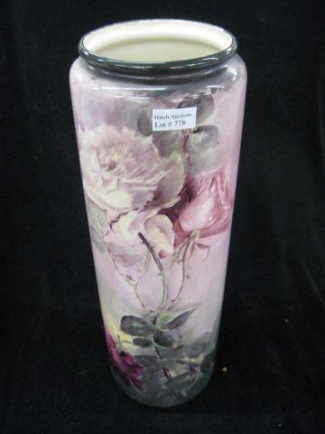 Appraisal: Willetts Belleek Handpainted Porcelain Vase fine rose decor on cylinderical