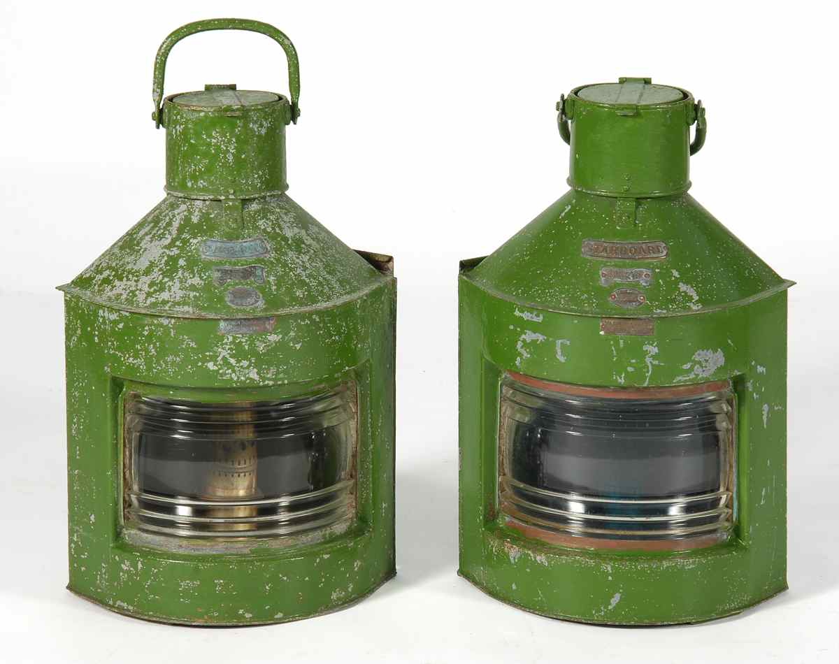 Appraisal: PAIR OF SHIP'S PORT AND STARBOARD LANTERNS Early th CenturyIn