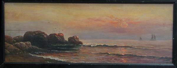 Appraisal: Alfred T Bricher American - oil on wood panel Sunset