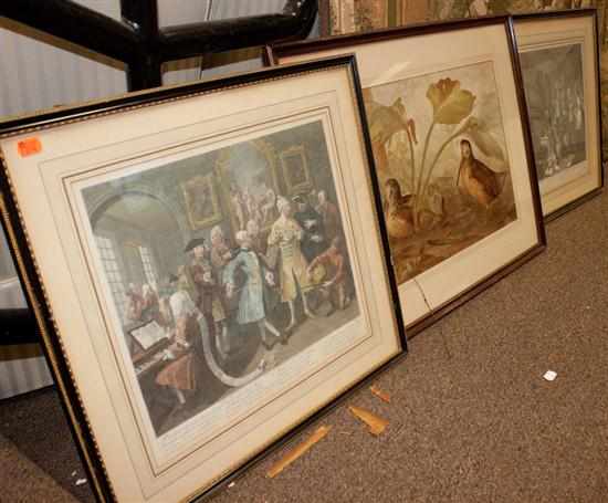 Appraisal: Pair of William Hogarth hand-colored prints framed and a Alexander