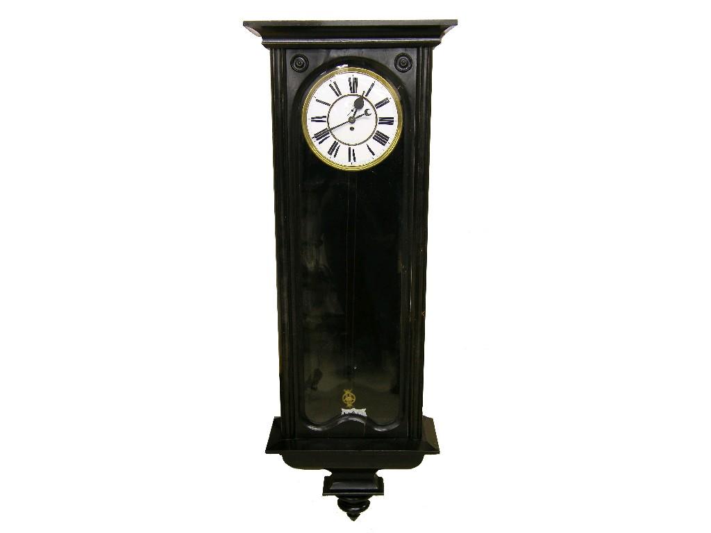 Appraisal: French Arts Crafts black slate two train mantel clock striking