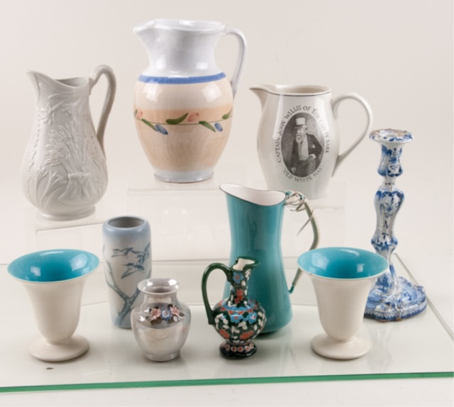 Appraisal: Ten Pieces of Ceramics Five pitchers four vases and one