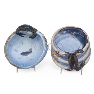 Appraisal: ROYAL COPENHAGEN BING GRONDAHL Two porcelain dishes with crab decoration