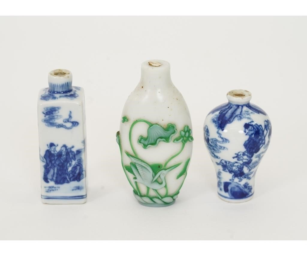 Appraisal: Three Chinese snuff bottles tallest h th c Condition All